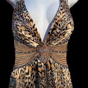 Scala Satin Cheetah Print Dress